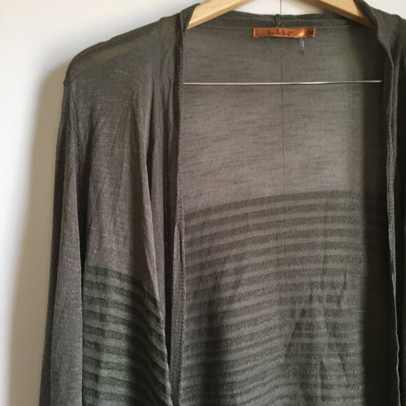 Aegean Olive Green Open Handkerchief Viscose Cardigan with Sheen - Picture 5 of 13